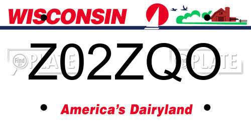Z02ZQO Wisconsin License Plate