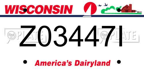 Z03447I Wisconsin License Plate