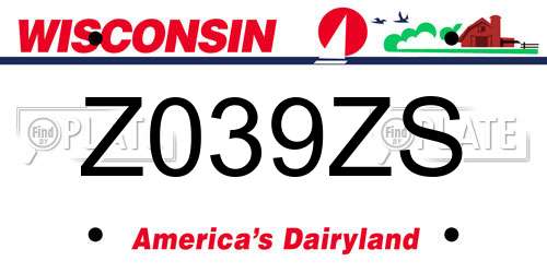 Z039ZS Wisconsin License Plate