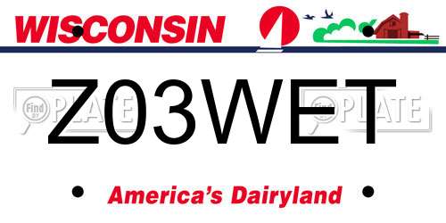Z03WET Wisconsin License Plate