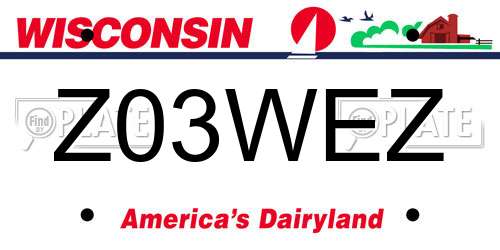 Z03WEZ Wisconsin License Plate