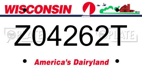 Z04262T Wisconsin License Plate