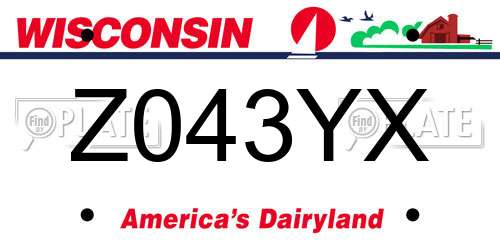 Z043YX Wisconsin License Plate