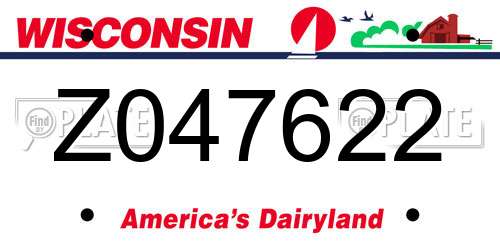 Z047622 Wisconsin License Plate