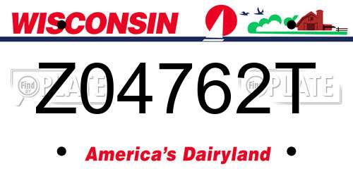 Z04762T Wisconsin License Plate