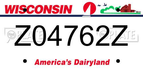 Z04762Z Wisconsin License Plate