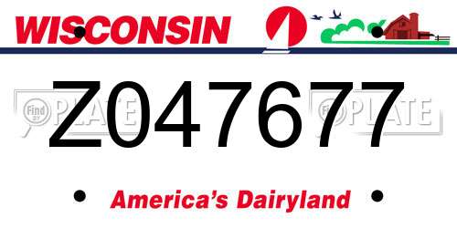 Z047677 Wisconsin License Plate