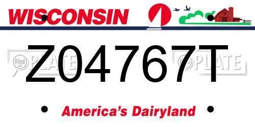 Z04767T Wisconsin License Plate