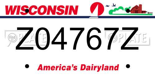 Z04767Z Wisconsin License Plate
