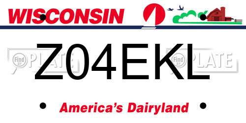 Z04EKL Wisconsin License Plate