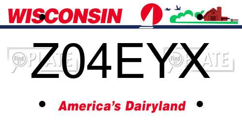 Z04EYX Wisconsin License Plate