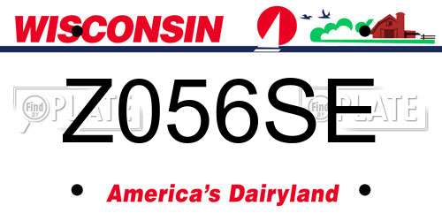 Z056SE Wisconsin License Plate