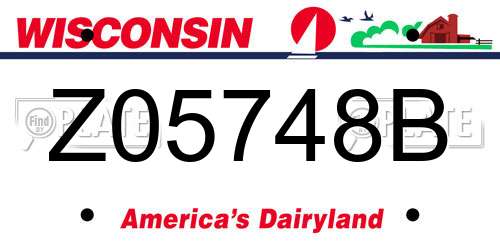Z05748B Wisconsin License Plate