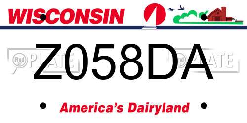 Z058DA Wisconsin License Plate