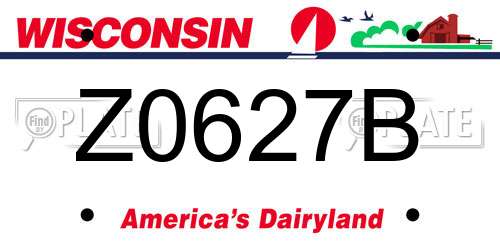 Z0627B Wisconsin License Plate
