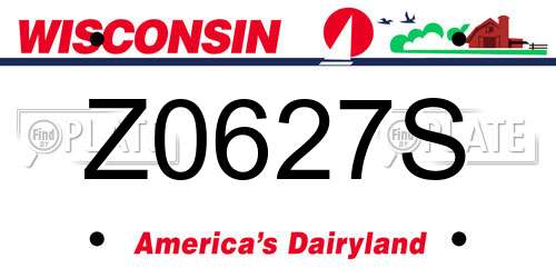 Z0627S Wisconsin License Plate