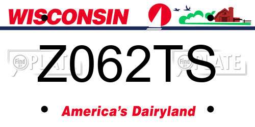 Z062TS Wisconsin License Plate