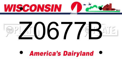 Z0677B Wisconsin License Plate
