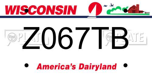 Z067TB Wisconsin License Plate