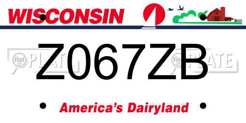 Z067ZB Wisconsin License Plate