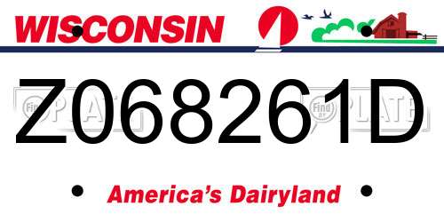 Z068261D Wisconsin License Plate