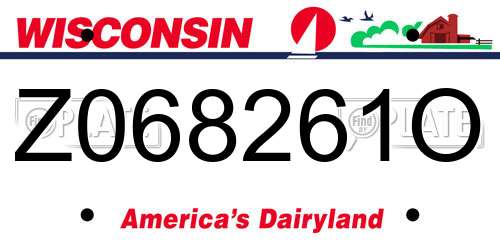 Z068261O Wisconsin License Plate
