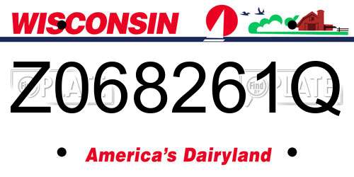 Z068261Q Wisconsin License Plate