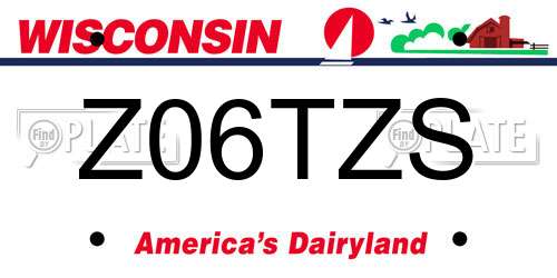 Z06TZS Wisconsin License Plate