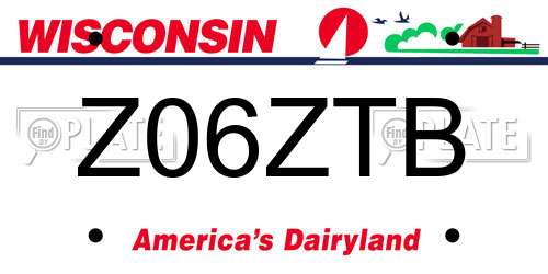 Z06ZTB Wisconsin License Plate