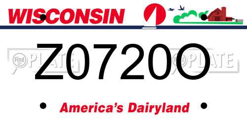 Z0720O Wisconsin License Plate