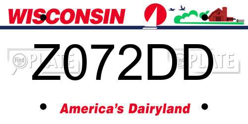 Z072DD Wisconsin License Plate