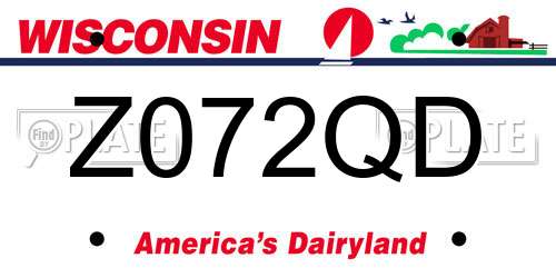 Z072QD Wisconsin License Plate