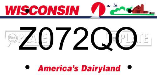 Z072QO Wisconsin License Plate