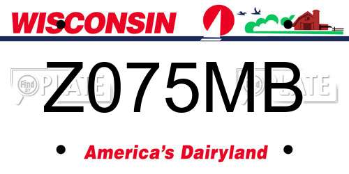 Z075MB Wisconsin License Plate
