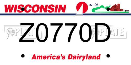 Z0770D Wisconsin License Plate