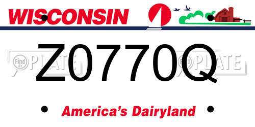 Z0770Q Wisconsin License Plate