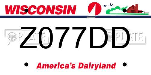 Z077DD Wisconsin License Plate
