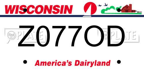 Z077OD Wisconsin License Plate