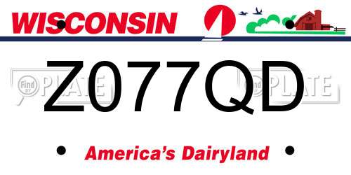 Z077QD Wisconsin License Plate