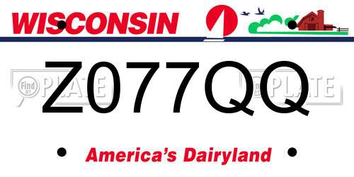 Z077QQ Wisconsin License Plate