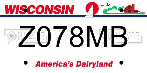 Z078MB Wisconsin License Plate