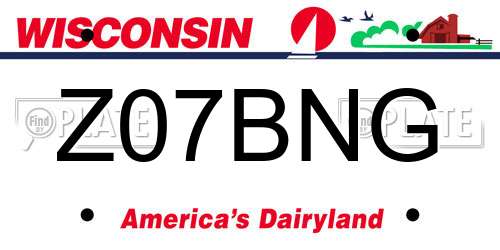 Z07BNG Wisconsin License Plate