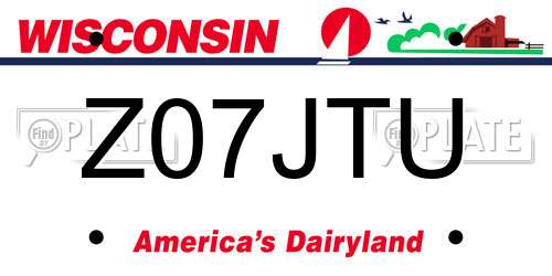 Z07JTU Wisconsin License Plate