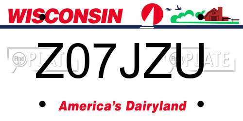 Z07JZU Wisconsin License Plate