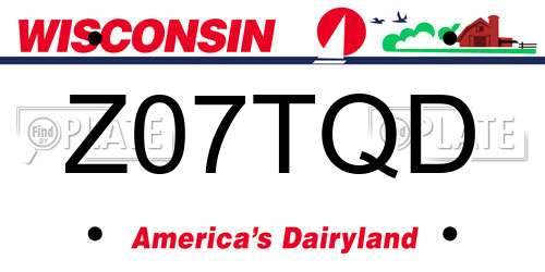 Z07TQD Wisconsin License Plate
