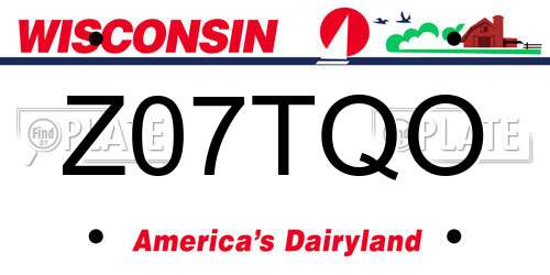 Z07TQO Wisconsin License Plate
