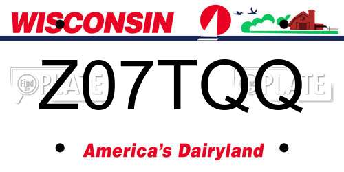 Z07TQQ Wisconsin License Plate