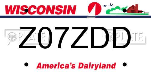 Z07ZDD Wisconsin License Plate
