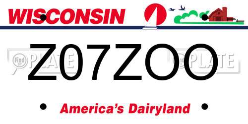 Z07ZOO Wisconsin License Plate