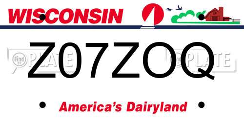 Z07ZOQ Wisconsin License Plate